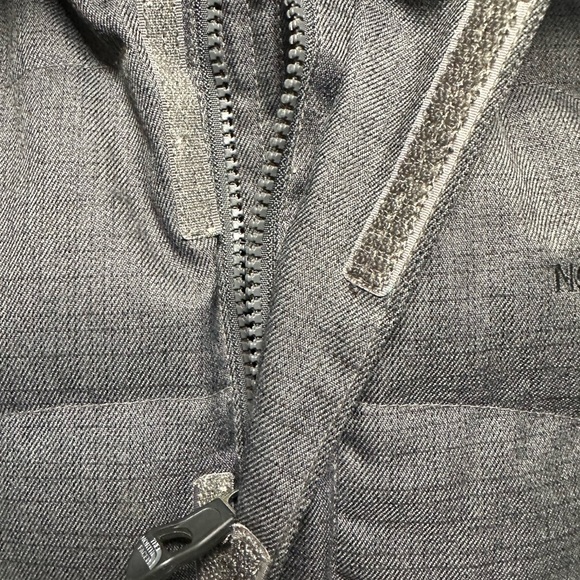 North Face Hooded Gray Quilted Puffer Elastic Waist Down Jacket Coat Size Small - Picture 8 of 13